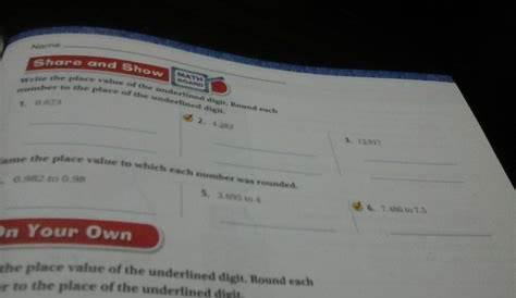 write the place value of the underlined digit and round each number to