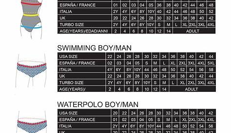 vs swim size chart