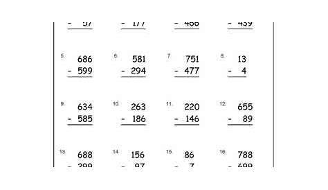 subtraction worksheets 3 digit regrouping