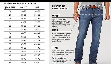 wrangler women's jeans size chart