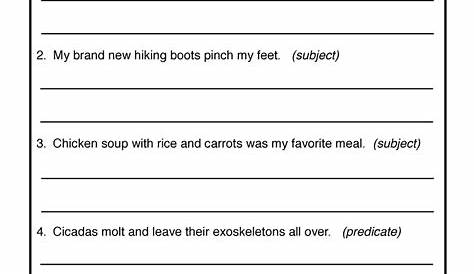subject and predicate worksheets 4th grade