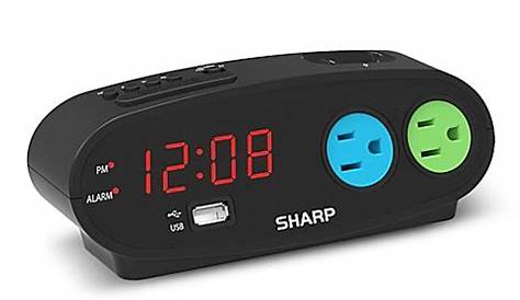 Sharp Digital Alarm Clock with 2 Outlets and 1 USB Port - Bed Bath & Beyond