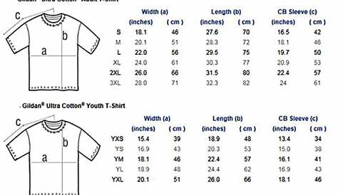 gildan t shirt size chart youth