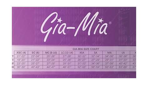 Gia Mia Size Chart