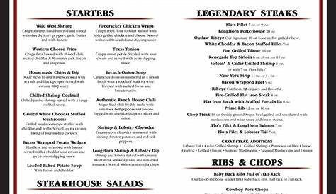 Longhorn Printable Menu