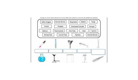 matching lab equipment worksheet