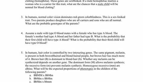 genetics problems worksheet answers