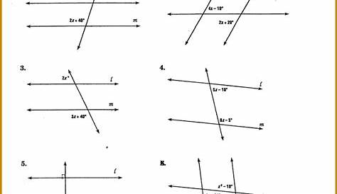 two parallel lines cut by a transversal worksheets answers