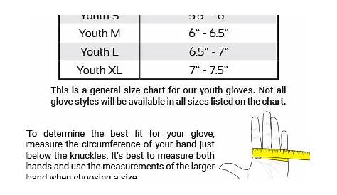 youth glove size chart