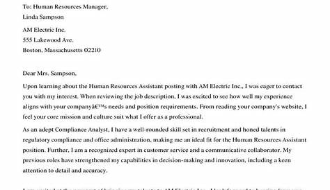 Cover Letter Example Hr Assistant - 100+ great cover letters from 18