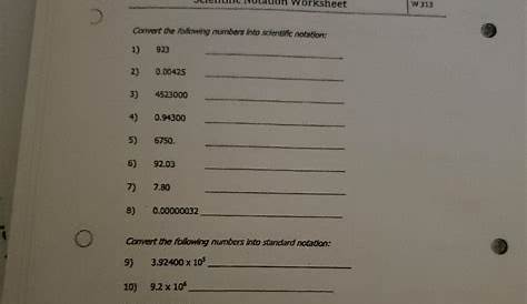 scientific notation worksheet chemistry