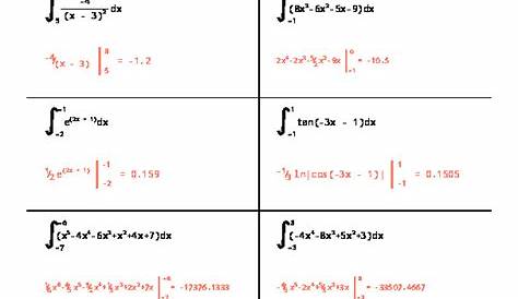 Free Calculus Definite Integration worksheets for homeschoolers