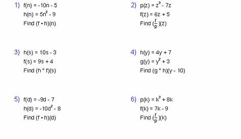 functions worksheets