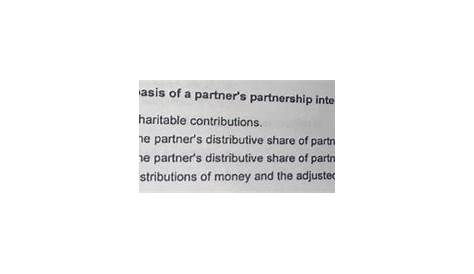 Solved The basis of a partner's partnership interest is | Chegg.com
