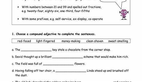 hyphen worksheet for grade 5