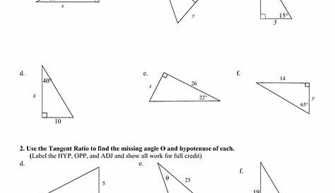 Geometry Tangent Ratio Worksheet