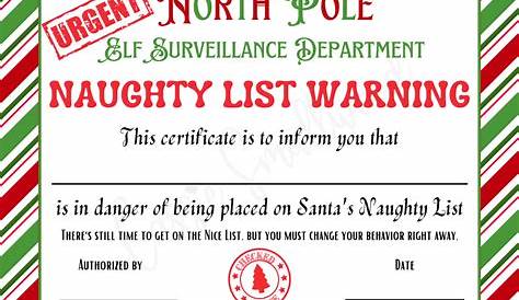Naughty List Certificate Free Printable