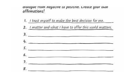 printable positive affirmations worksheet pdf