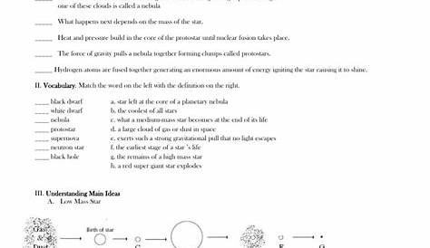 lives of stars worksheet answers