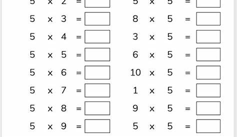 math worksheet times 5