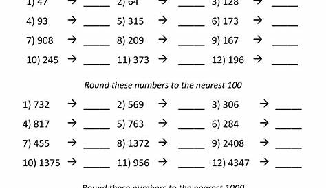 rounding to the nearest 10 100 and 1000 worksheets