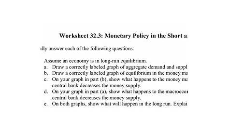 Solved Worksheet 32.3: Monetary Policy in the Short and Long | Chegg.com