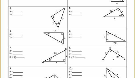 trigonometric ratios and finding missing sides worksheets answers