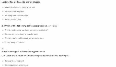 grammar worksheet comma splices
