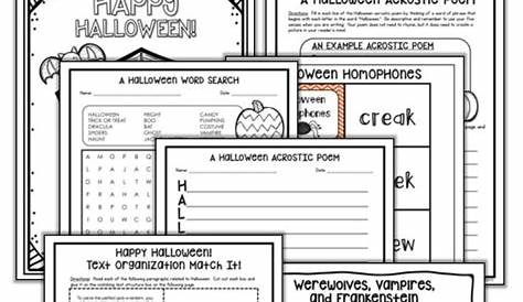 Fun Halloween Worksheets For 5th Graders