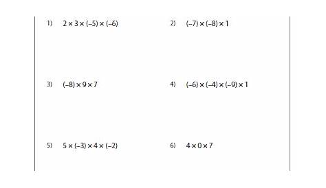 Multiplying and Dividing Integers Worksheets