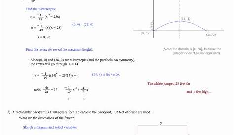 quadratic equations word problems worksheet