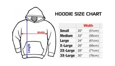 vans hoodie size chart
