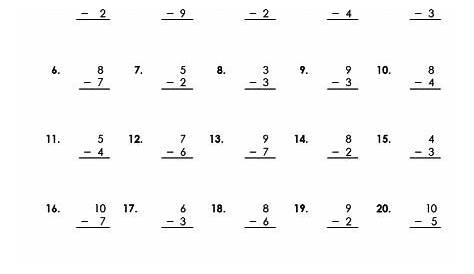 subtraction worksheets for first graders