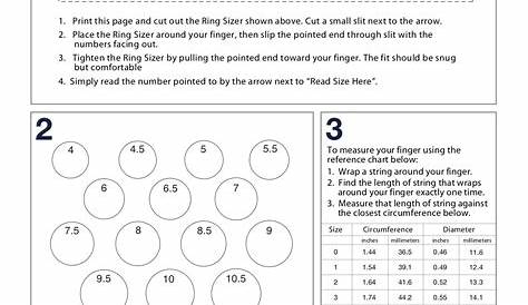 This printable ring sizing chart provides three methods of finding your