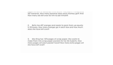 long division word problems 6th grade