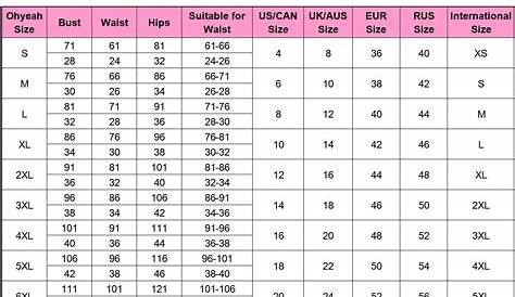 women's panty size chart