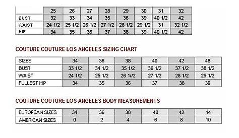juicy couture size chart