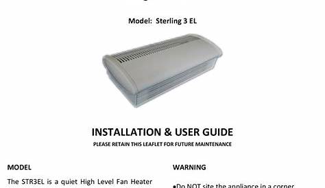 SMITH'S HEATING FIRST STERLING 3 EL INSTALLATION & USER MANUAL Pdf