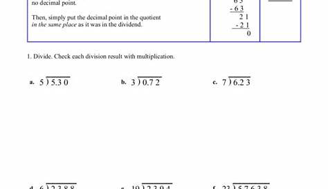 long division decimals worksheet pdf