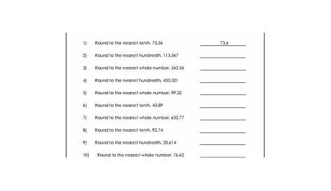 rounding decimals worksheet pdf free