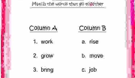 matching synonyms worksheet