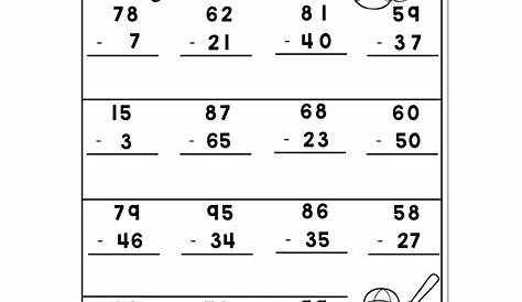 2nd Grade Math Worksheets - Place Value - 2-Digit Subtraction Without