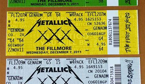 Metallica Tickets Collection: Four nights at the Fillmore
