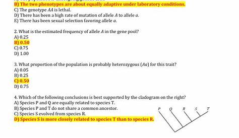 evolution questions and answers pdf