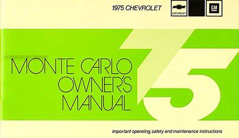 1975 Chevrolet Monte Carlo Owner's Manual Reprint