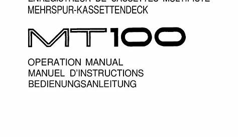 YAMAHA MT100 OPERATION MANUAL Pdf Download | ManualsLib