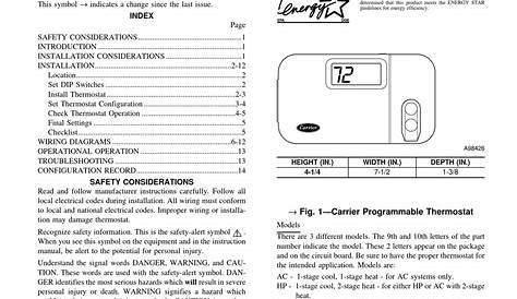 CARRIER THERMOSTAT INSTALLATION, START-UP, AND OPERATING INSTRUCTIONS