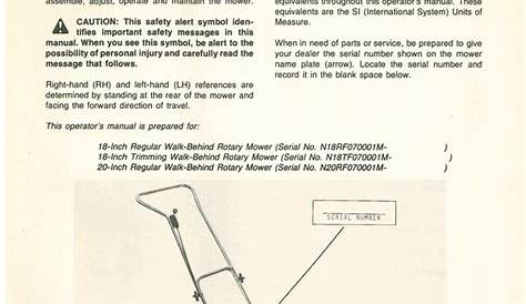 Used John Deere 18 and 20-Inch Rotary Mowers Operators Manual