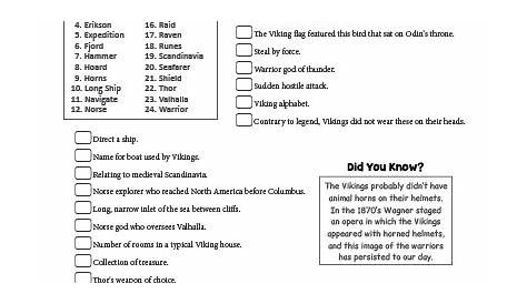 The Vikings History Worksheet