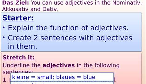 Beginner - German - Adjective endings - Suitable for A1. | Teaching